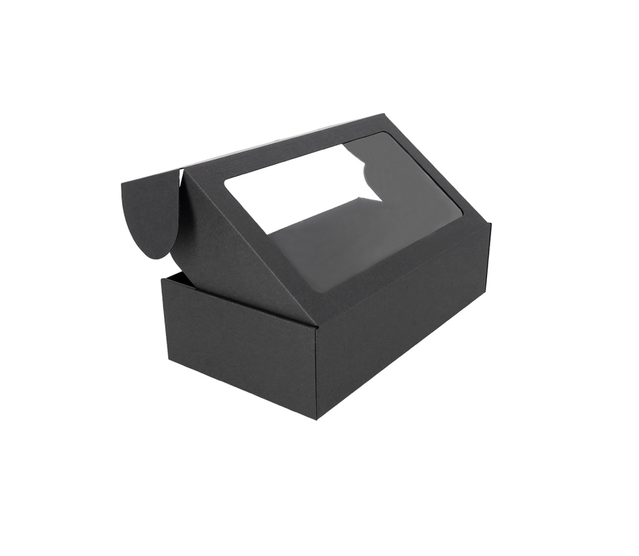 427-20: 340 x 190  x 90 mm Juodos spalvos kartoninė greito uždarymo dėžė su langeliu 3