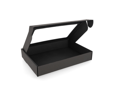 427-3L: 300 x 215 x 50 mm cardboard quick-closing box with window FEFCO 0427 2