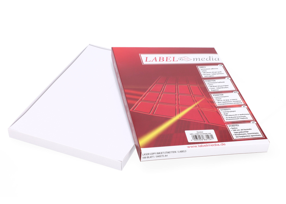 A4-4: 4 labels per sheet 105mm x 148.5mm 1