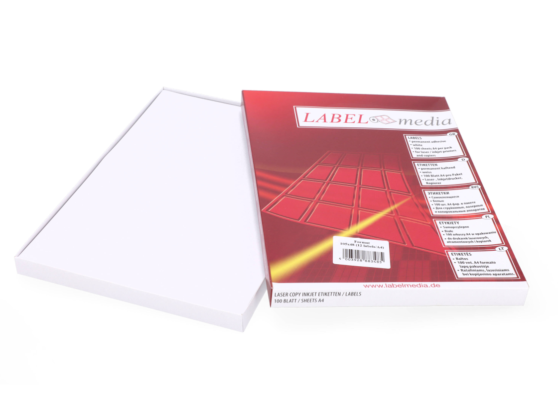 A4-12: 12 labels per sheet 105 mm x 48 mm 1