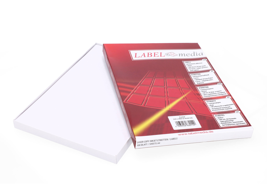 A4-2: 2 labels per sheet 210 mm x 148.5 mm 1