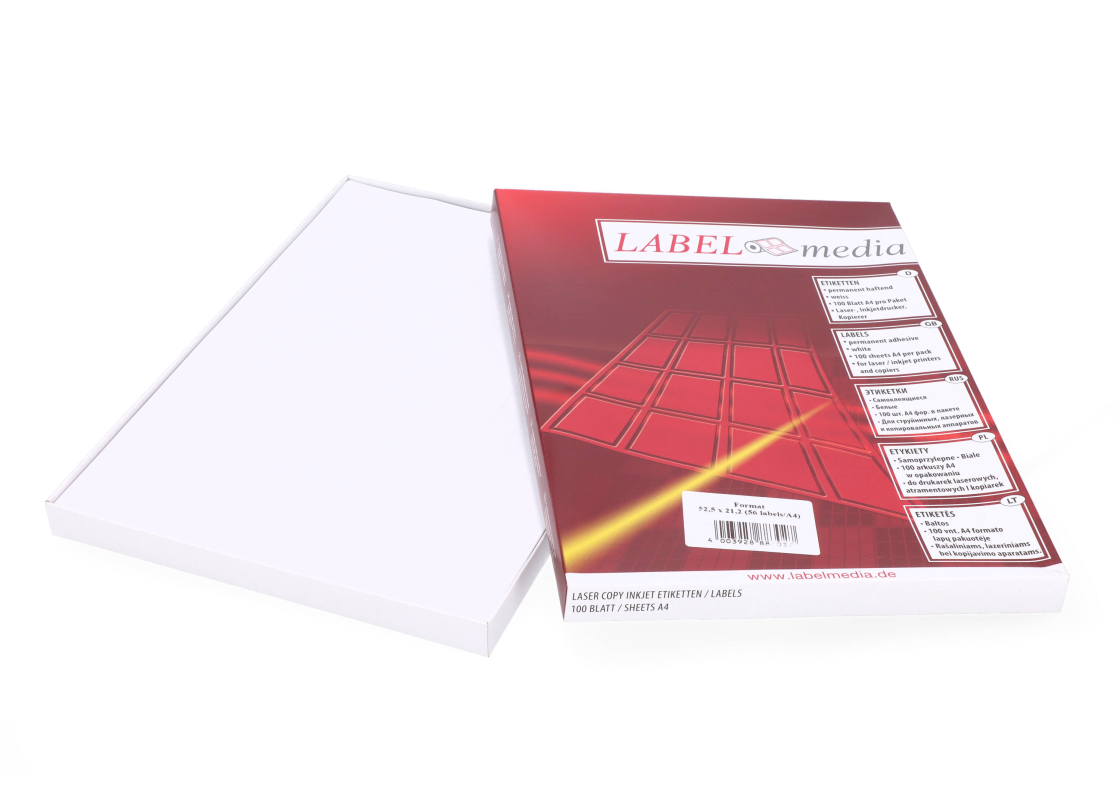 A4-56: 56 labels per sheet 52.5mm x 21.2mm 1