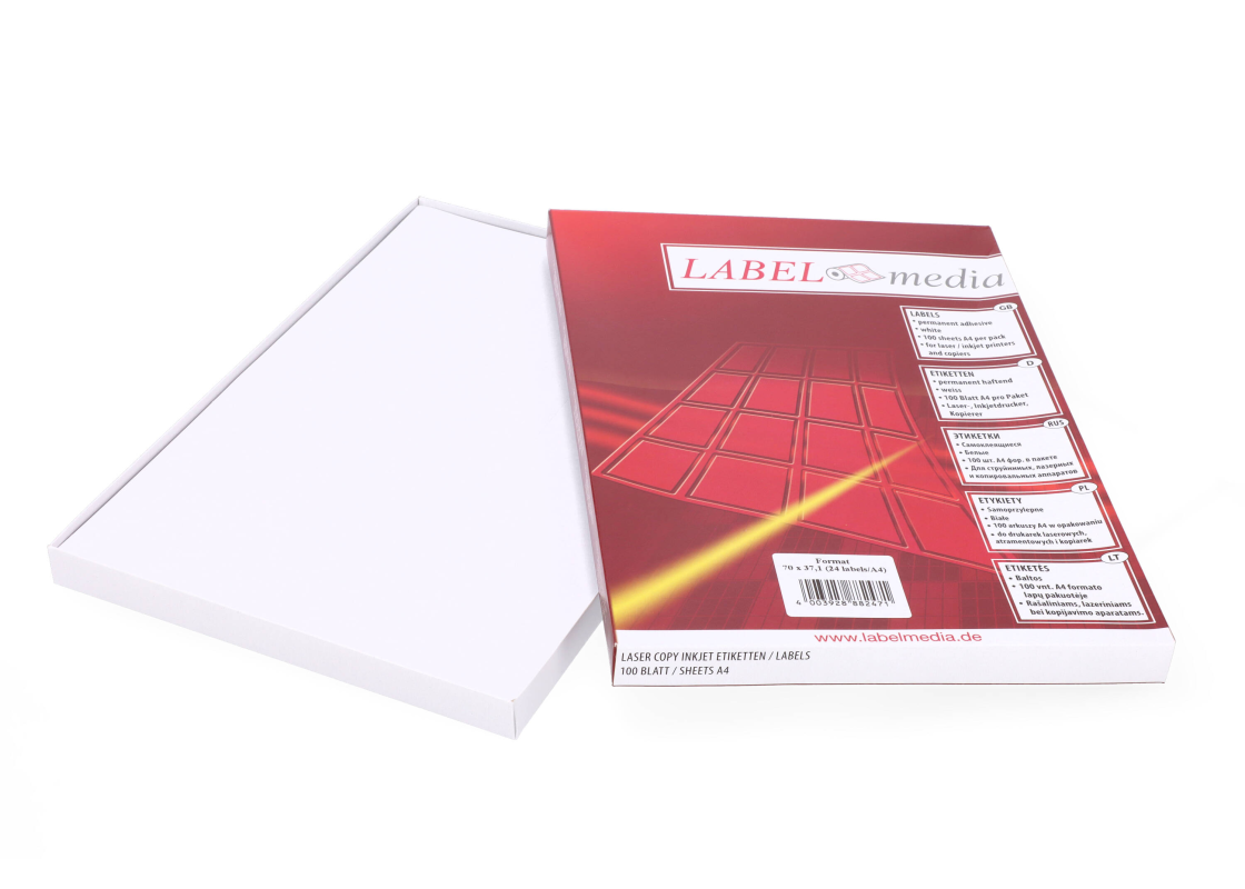 A4-24: 24 labels per sheet 70mm x 37.1mm 1
