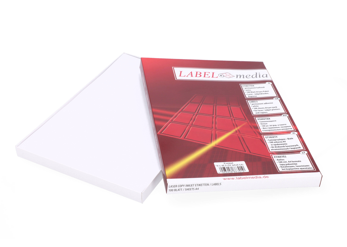 A4-21: 21 labels per sheet 70 mm x 42.3 mm 1