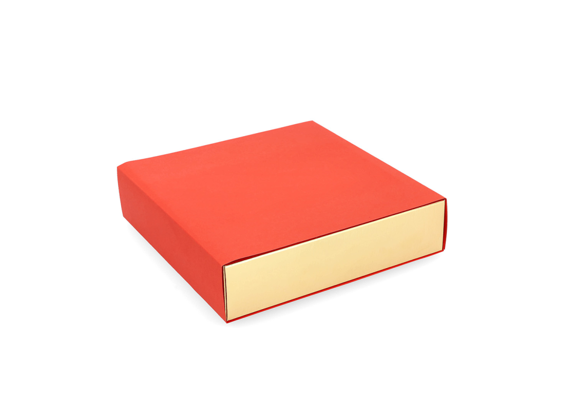 AKC_MAC/L: 200 x 200 x 50 mm Raudonos spalvos dėžė saldainiams ir macarons sausainiams 2