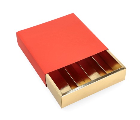 AKC_MAC/L: 200 x 200 x 50 mm Raudonos spalvos dėžė saldainiams ir macarons sausainiams 1