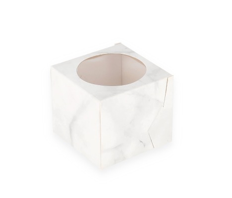 AKC/D1: 90 x 90 x 80 mm Surenkama dėžutė desertui su PVC langeliu<br>marmuro spalvos 1