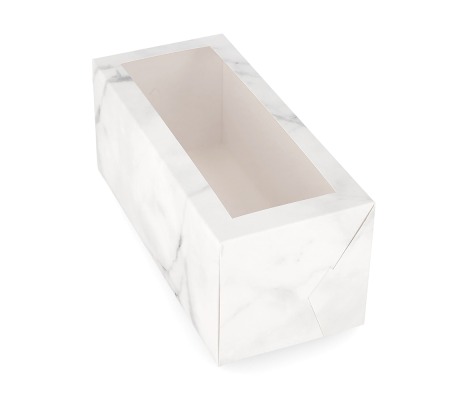 AKC/D3: 258x 125 x 120 mm Surenkama dėžutė pyragui su PVC langeliu<br>marmuro spalvos 1