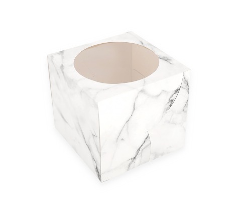 AKC/D2: 220 x 220 x 220 mm Surenkama dėžutė tortui su PVC langeliu<br>marmuro spalvos 1