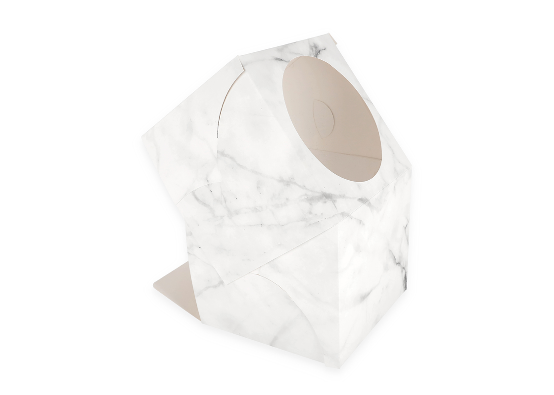 AKC/D2: 220 x 220 x 220 mm Surenkama dėžutė tortui su PVC langeliu<br>marmuro spalvos 3