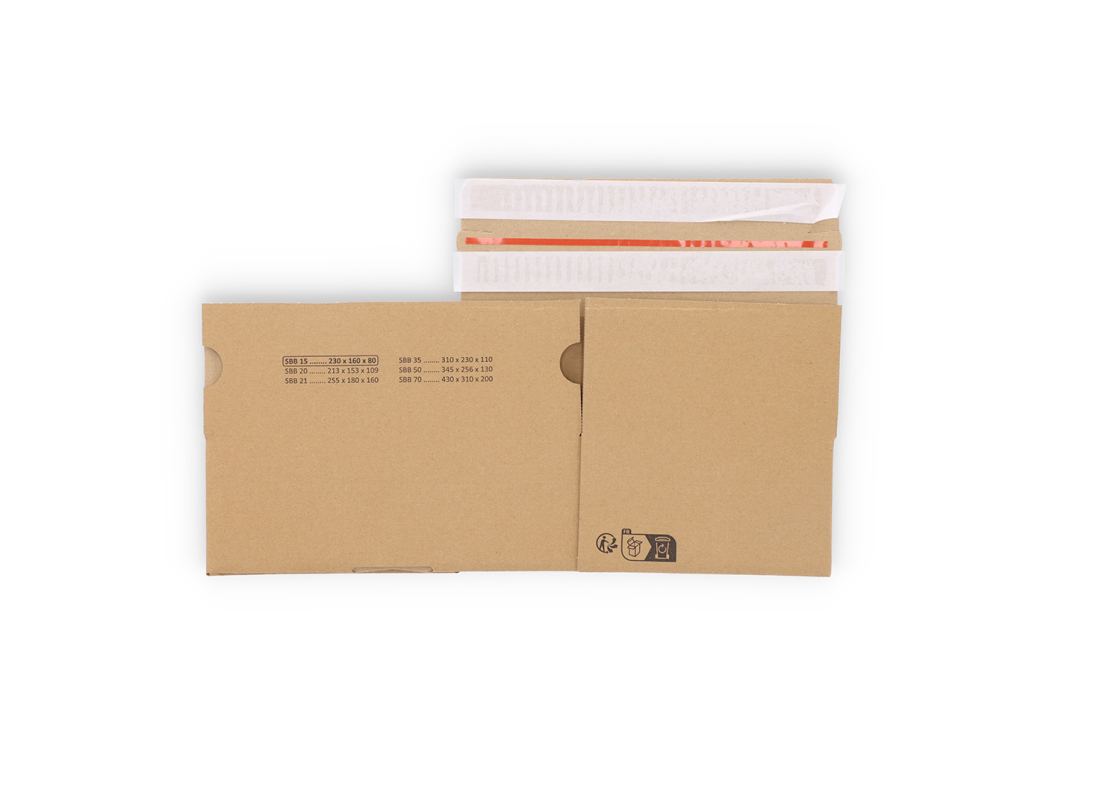 ASGD/15: 230 x 160 x 80 mm. Shipping box with auto-lock bottom, adhesive closure and return strip. 6