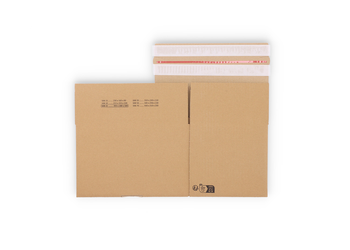 ASGD/21: 255 x 180 x 160 mm. Shipping box with auto-lock bottom, adhesive closure and return strip. 6