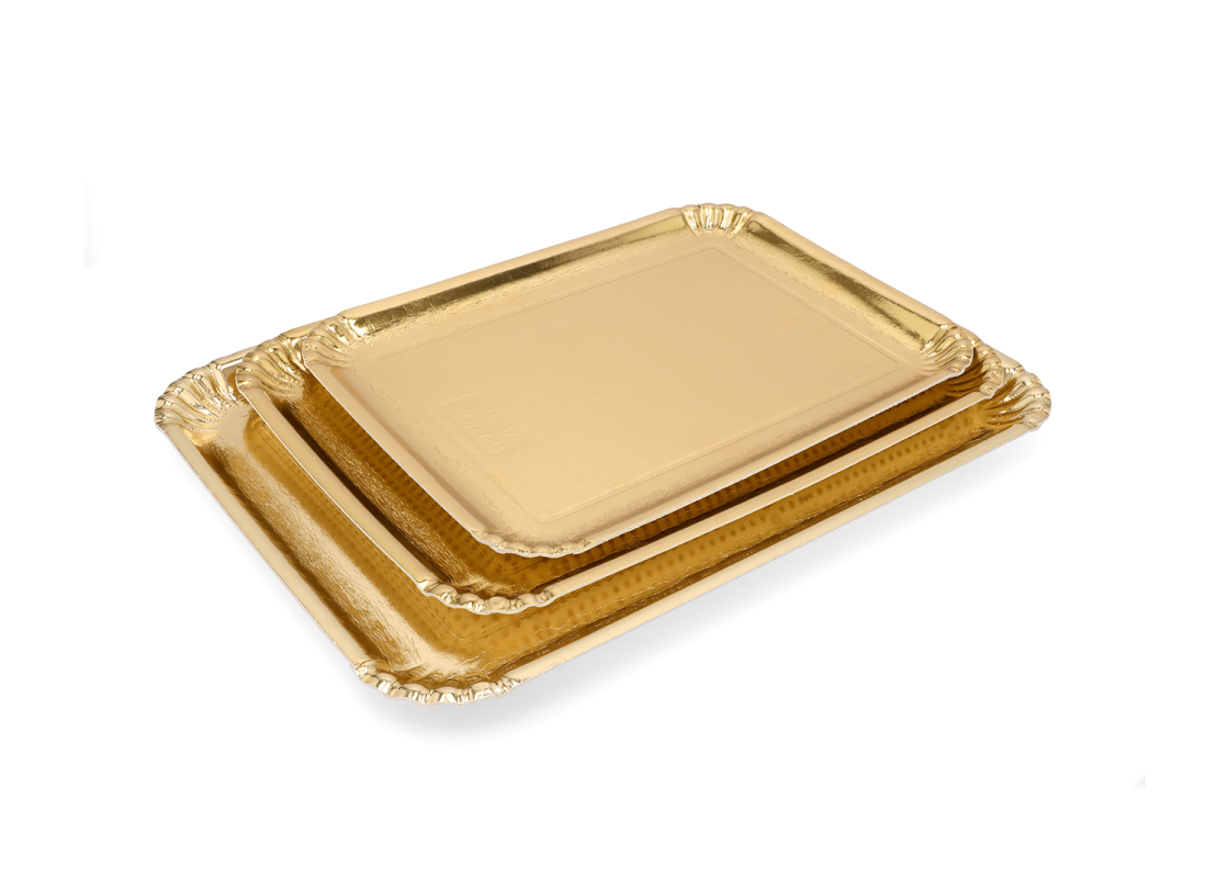 PD-FUR/S: 350 x 265 mm, 10 pcs. golden cardboard plates for buffets 1