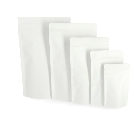 DOY-B: Baltos spalvos Doy-pack pastatomi maišeliai 100 vnt. 1