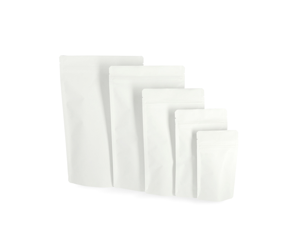 DOY-B: Baltos spalvos Doy-pack pastatomi maišeliai 100 vnt. 5