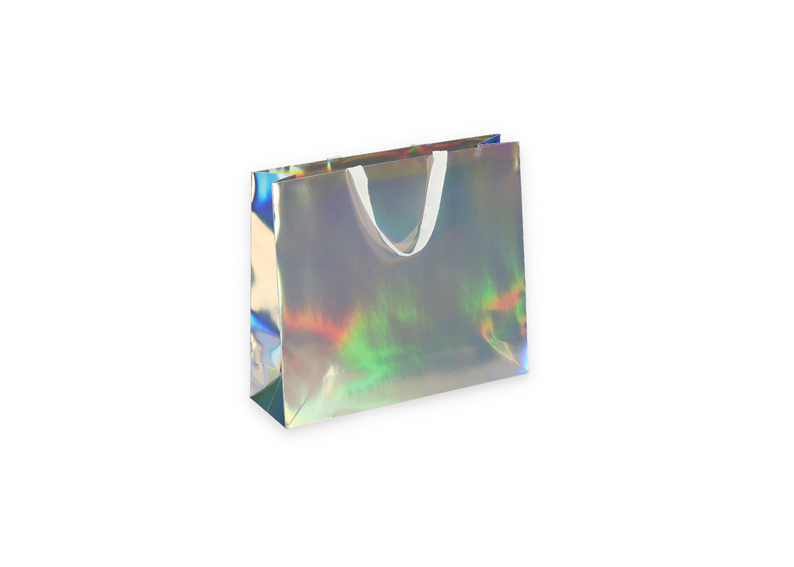 HOLO-2: 400x120x350 mm Luxury paper holographic bag with fabric handles 1