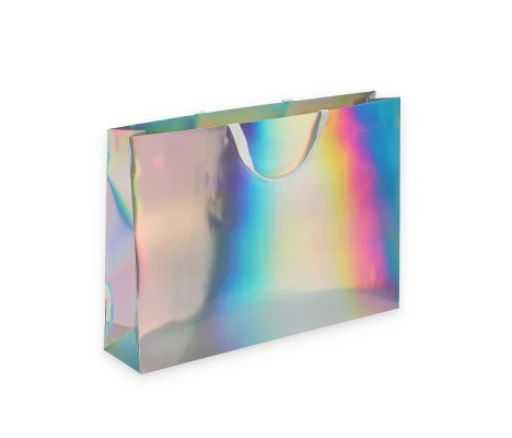 HOLO-3: 600x130x420 mm Prabangus popierinis holografinis maišelis su medžiaginėmis rankenėlėmis 1