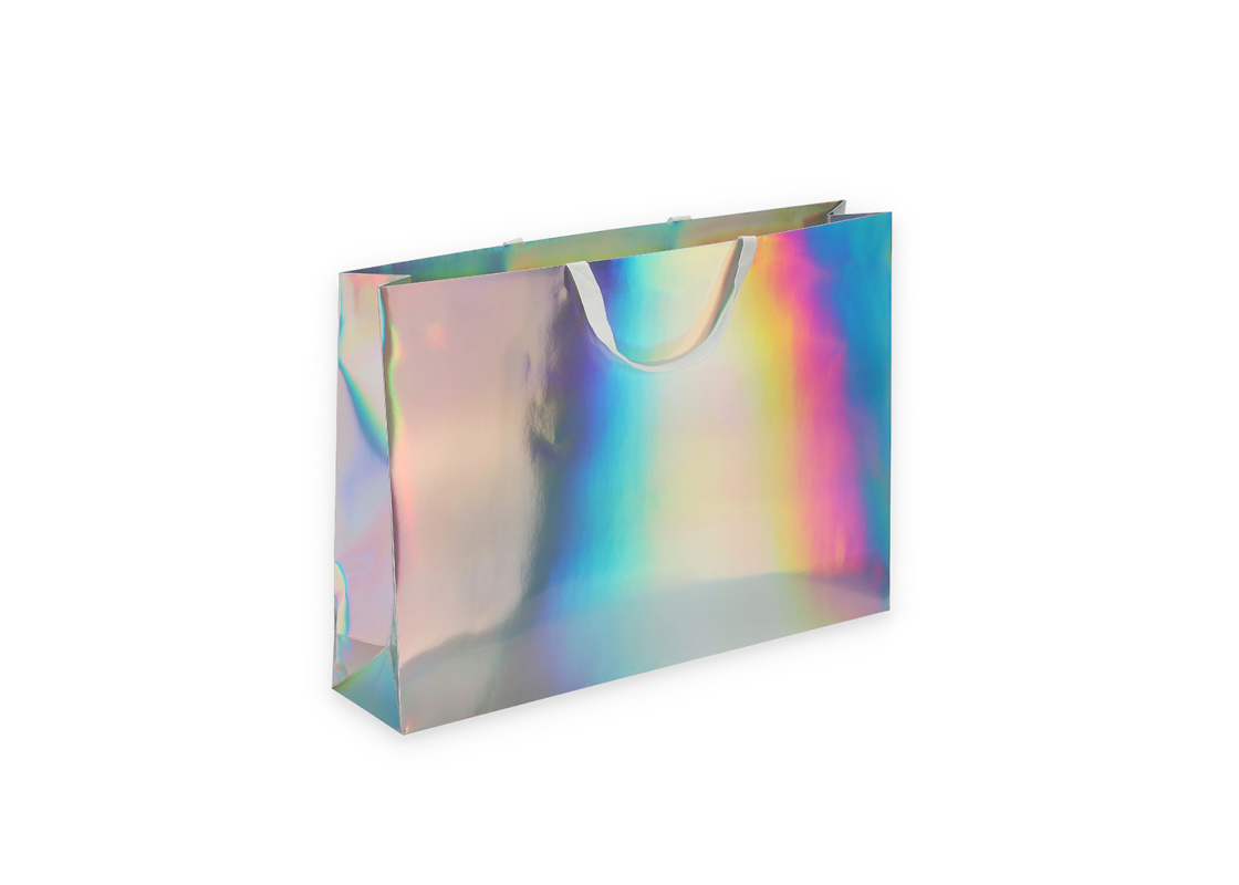 HOLO-3: 600x130x420 mm Luxury paper holographic bag with fabric handles 1