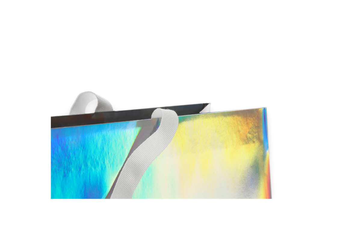 HOLO-2: 400x120x350 mm Luxury paper holographic bag with fabric handles 2