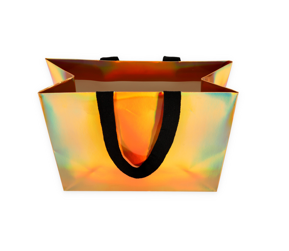 HOLO-2: 400x120x350 mm Prabangus popierinis holografinis maišelis su medžiaginėmis rankenėlėmis 7