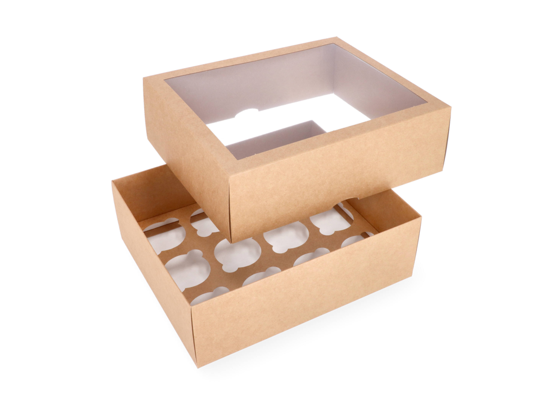 KEK-12L: 300 x 250 x 100 mm Box for 12 cupcakes with PVC window 1