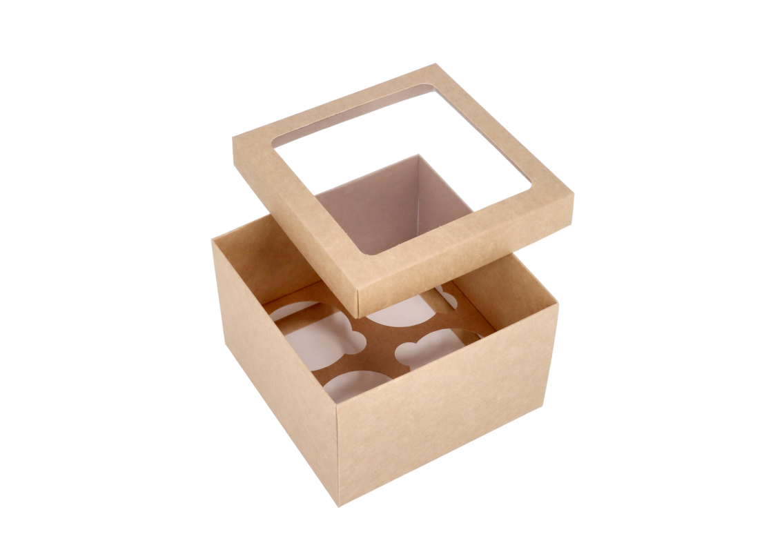 KEK-4L: 150 x 150 x 100 mm Box for 4 cupcakes with PVC window 1