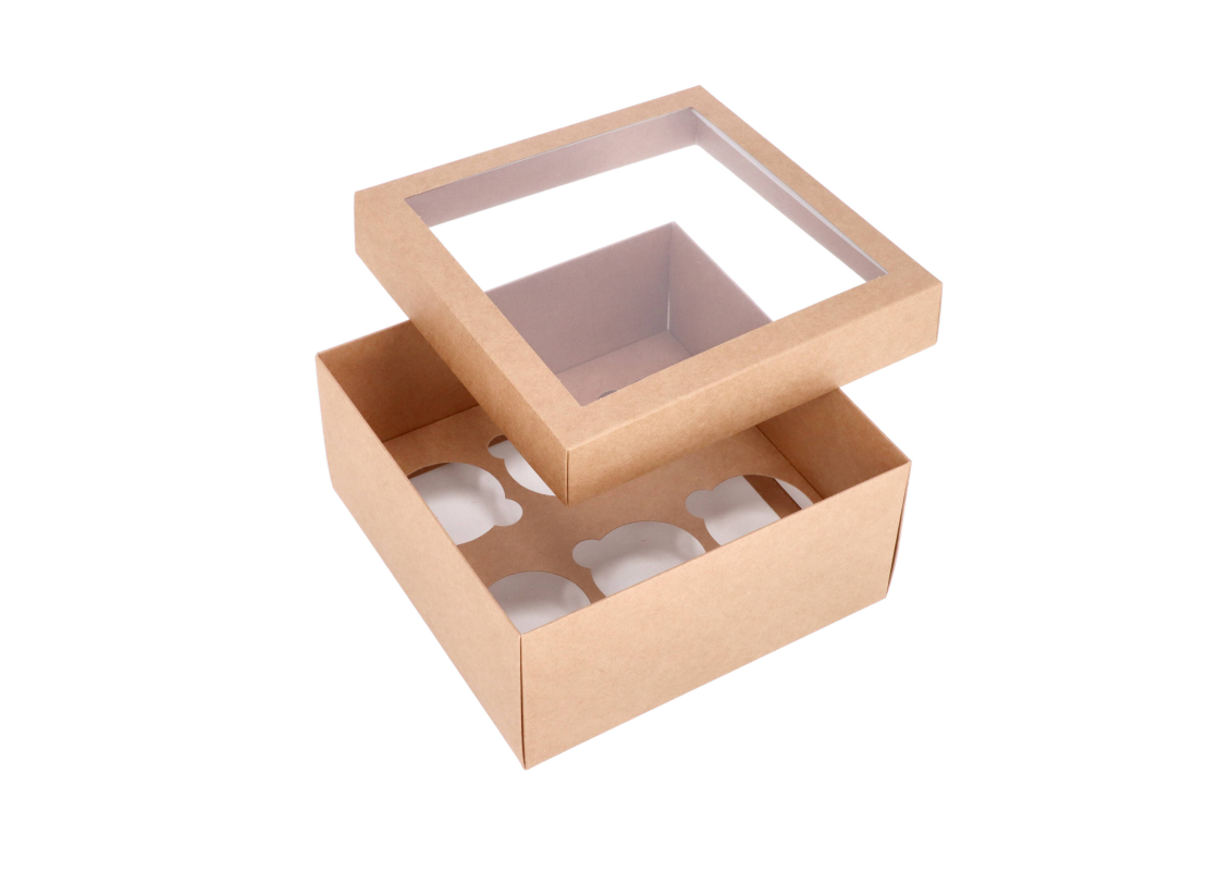 KEK-6L: 210 x 210 x 100 mm Box for 6 cupcakes with PVC window 1