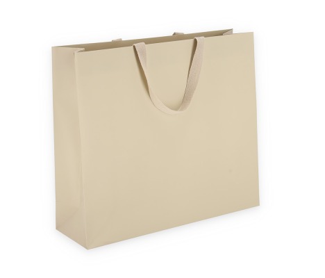 OMG-5: 400x120x350 mm Laminuotas popierinis dovanų maišelis su įklijuotomis medžiaginėmis rankenėlėmis 1