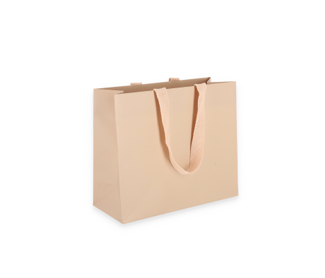 OMG-4: 240x100x205 mm Laminuotas popierinis dovanų maišelis su įklijuotomis medžiaginėmis rankenėlėmis 2