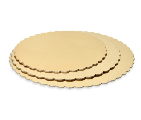 PD-FB26: Ø260 mm cake tray, wavy edges, gold, 10 pcs. 1
