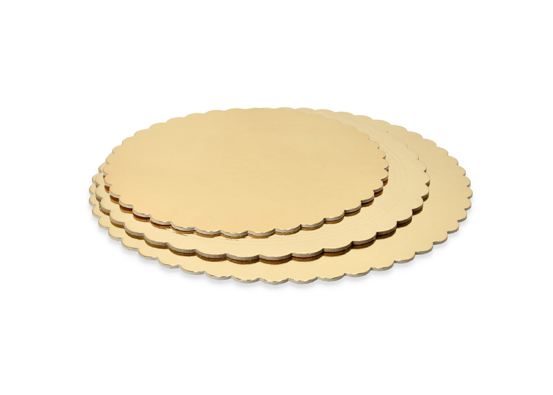 PD-FB34: Ø340 mm cake tray, wavy edges, gold, 10 pcs. 2