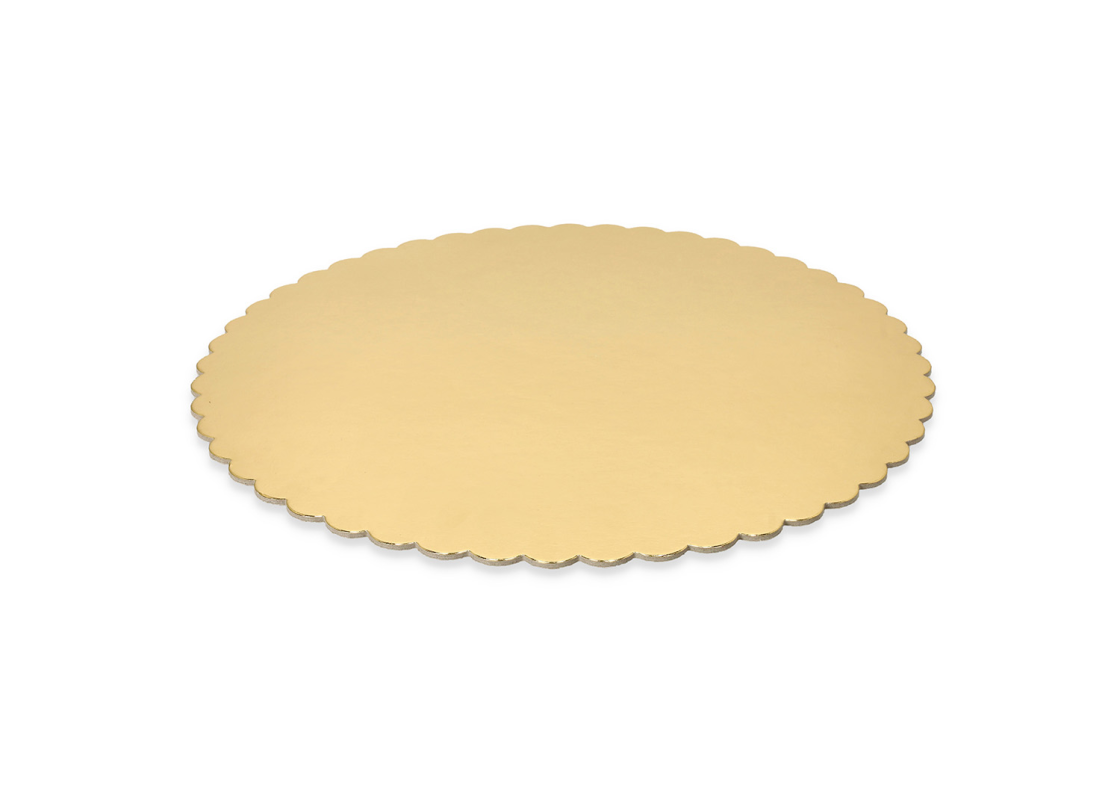 PD-FB30: Ø300 mm cake tray, wavy edges, gold, 10 pcs. 1