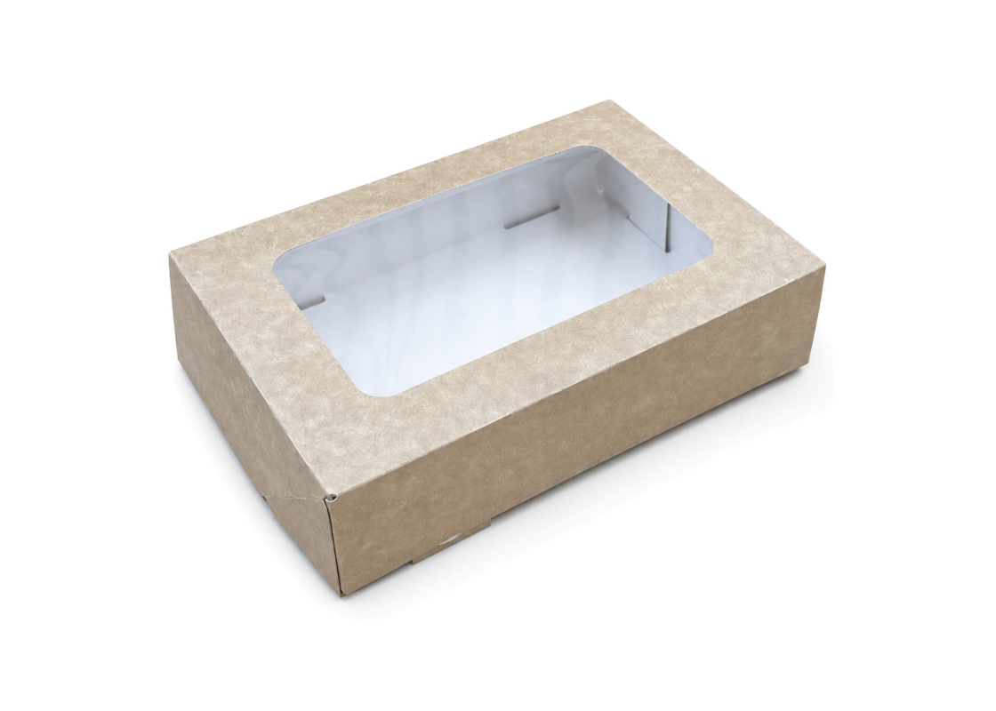 PRAL-10: 230x150x50 mm automatinio surinkimo dėžė pyragui su PVC langeliu, 15 vnt. 1