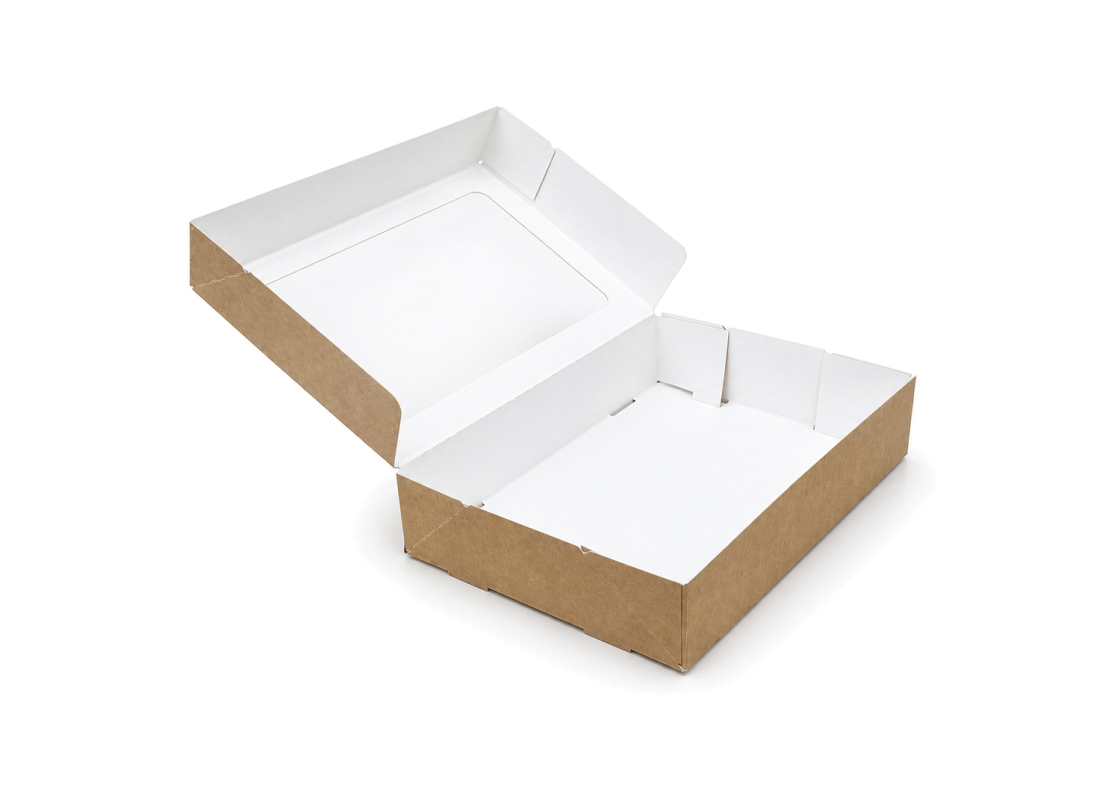 PRAL-10: 230x150x50 mm automatinio surinkimo dėžė pyragui su PVC langeliu, 15 vnt. 2