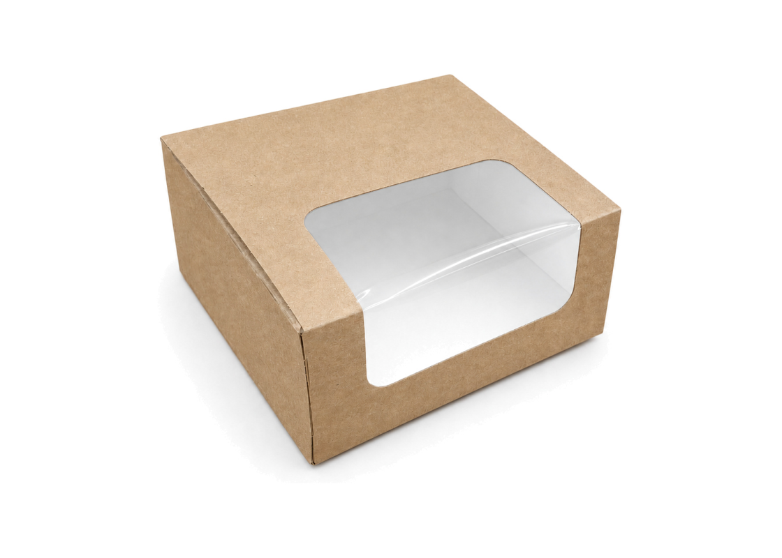 PRAL-8: 132x132x66 mm automatinio surinkimo dėžė pyragui su PVC langeliu, 25 vnt. 1