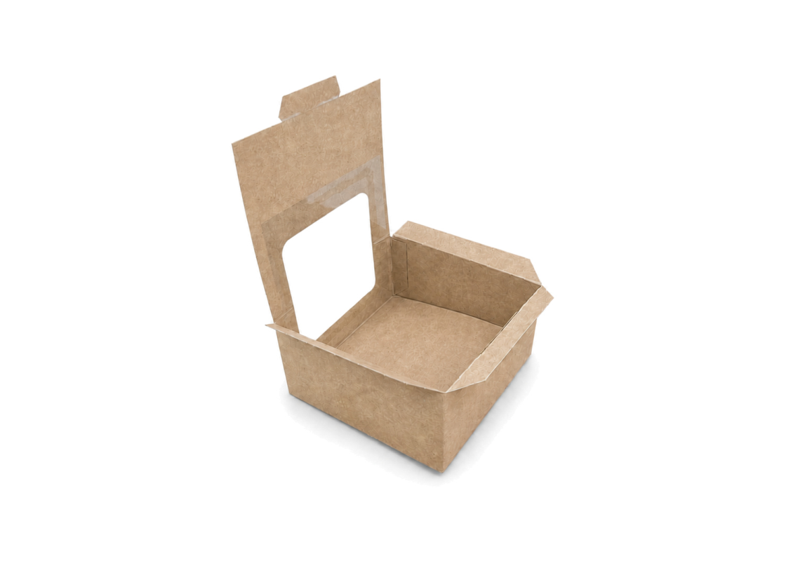 PRAL-8: 132x132x66 mm automatinio surinkimo dėžė pyragui su PVC langeliu, 25 vnt. 2