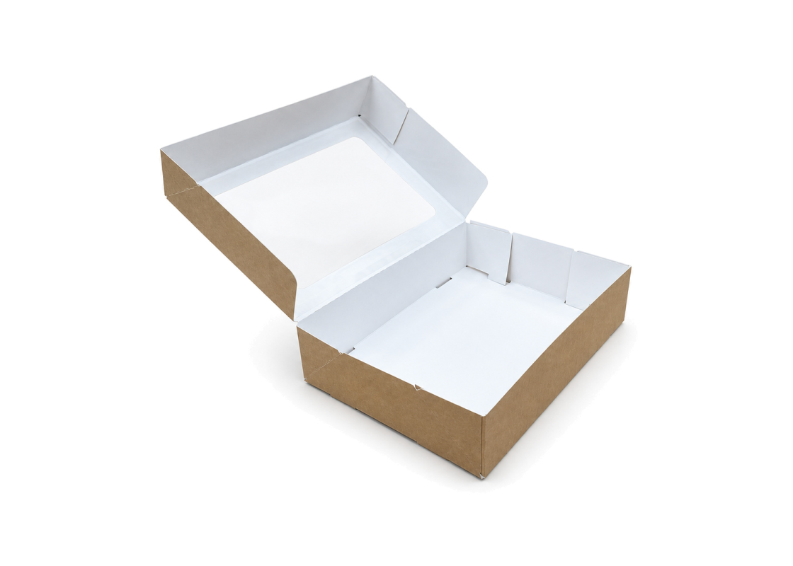 PRAL-11: 260x190x60 mm automatinio surinkimo dėžė pyragui su PVC langeliu, 15 vnt. 2