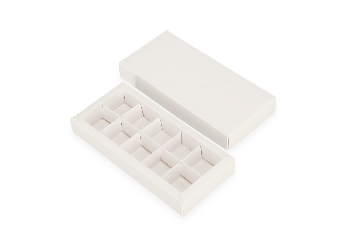 SALD-10B: 200 x 95 x 30 mm, baltos spalvos dėžė saldainiams ir macarons sausainiams (25 vnt) 2