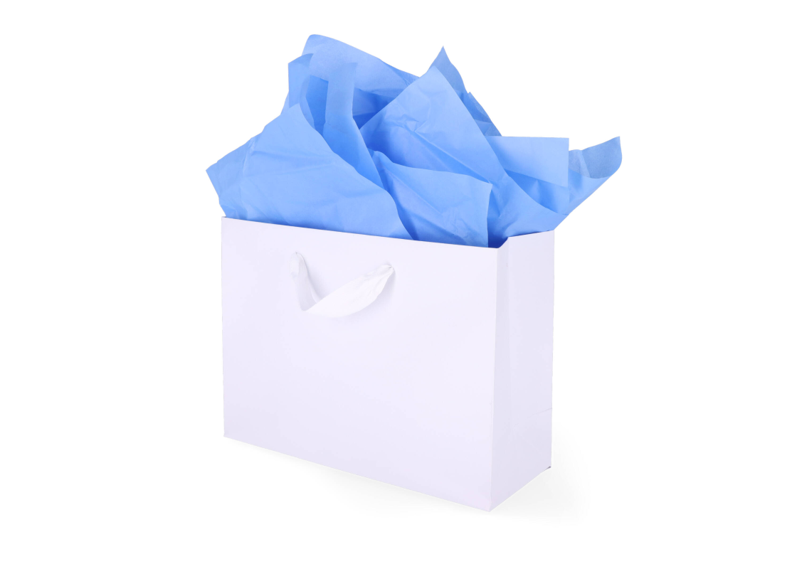 TIS-021: 760 x 500 mm colored tissue paper. Light blue 1