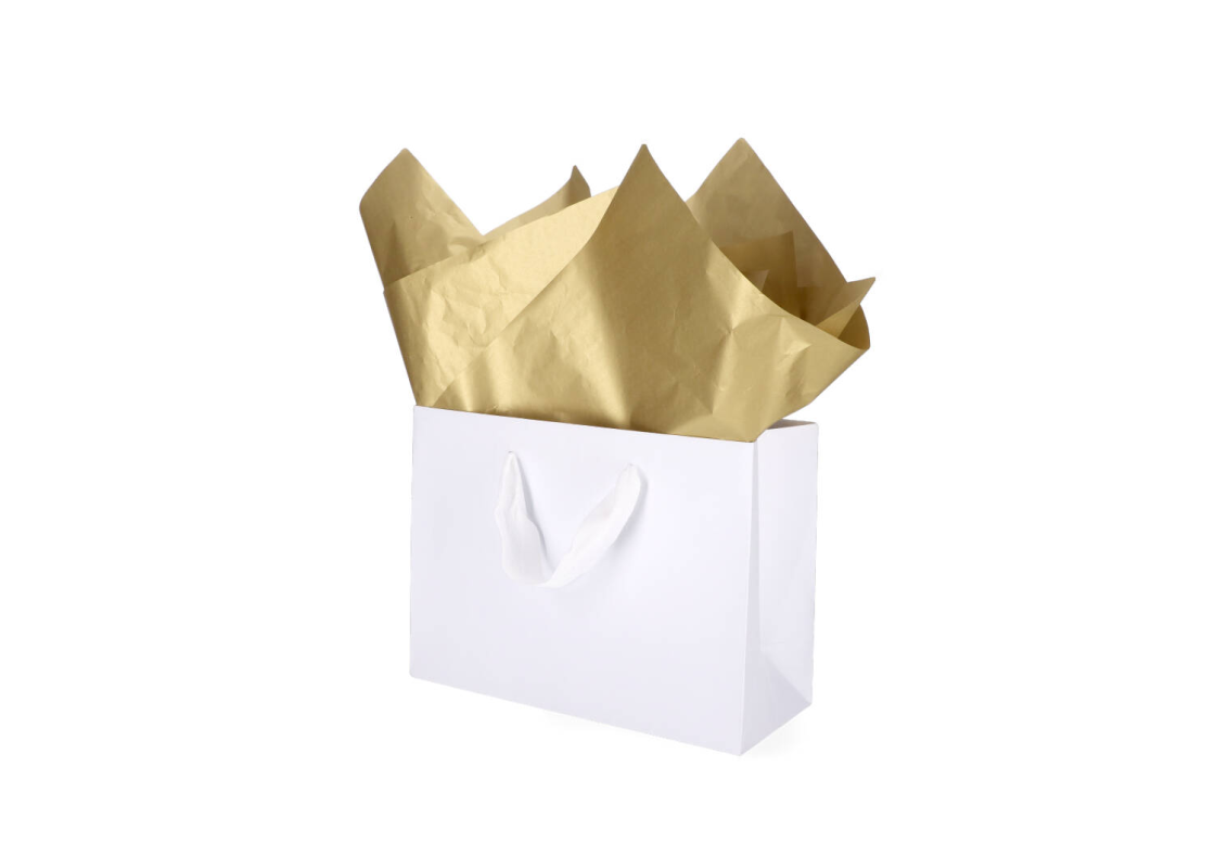 TIS-801: 760 x 500 mm metallized wrapping tissue paper. Golden 1