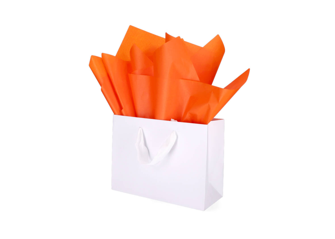 TIS-082: 760 x 500 mm colored tissue paper. Orange 1