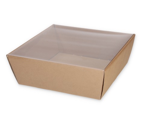 TRAY-3: Dovanų rinkinių dėžė su permatomu dangteliu, 260x260x100 mm 1