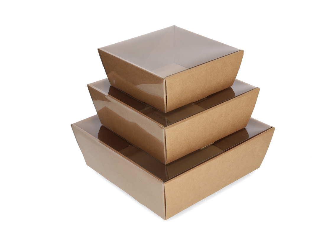 TRAY-2: Dovanų rinkinių dėžė su permatomu dangteliu, 210x210x90 mm 3